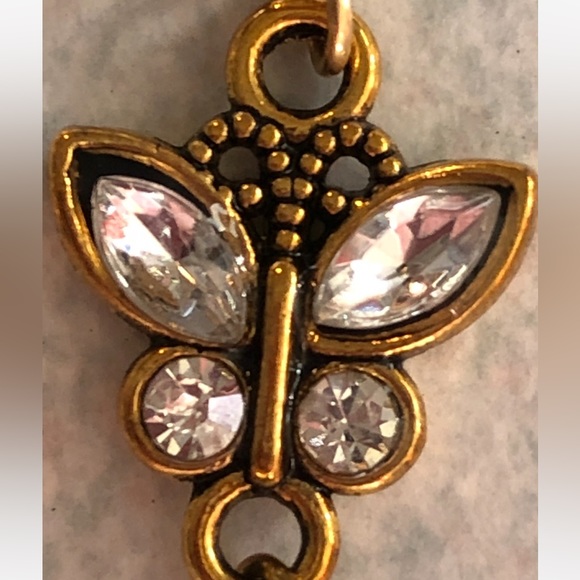 Butterfly Rhinestone Earrings with Pearl Drop - Picture 8 of 8